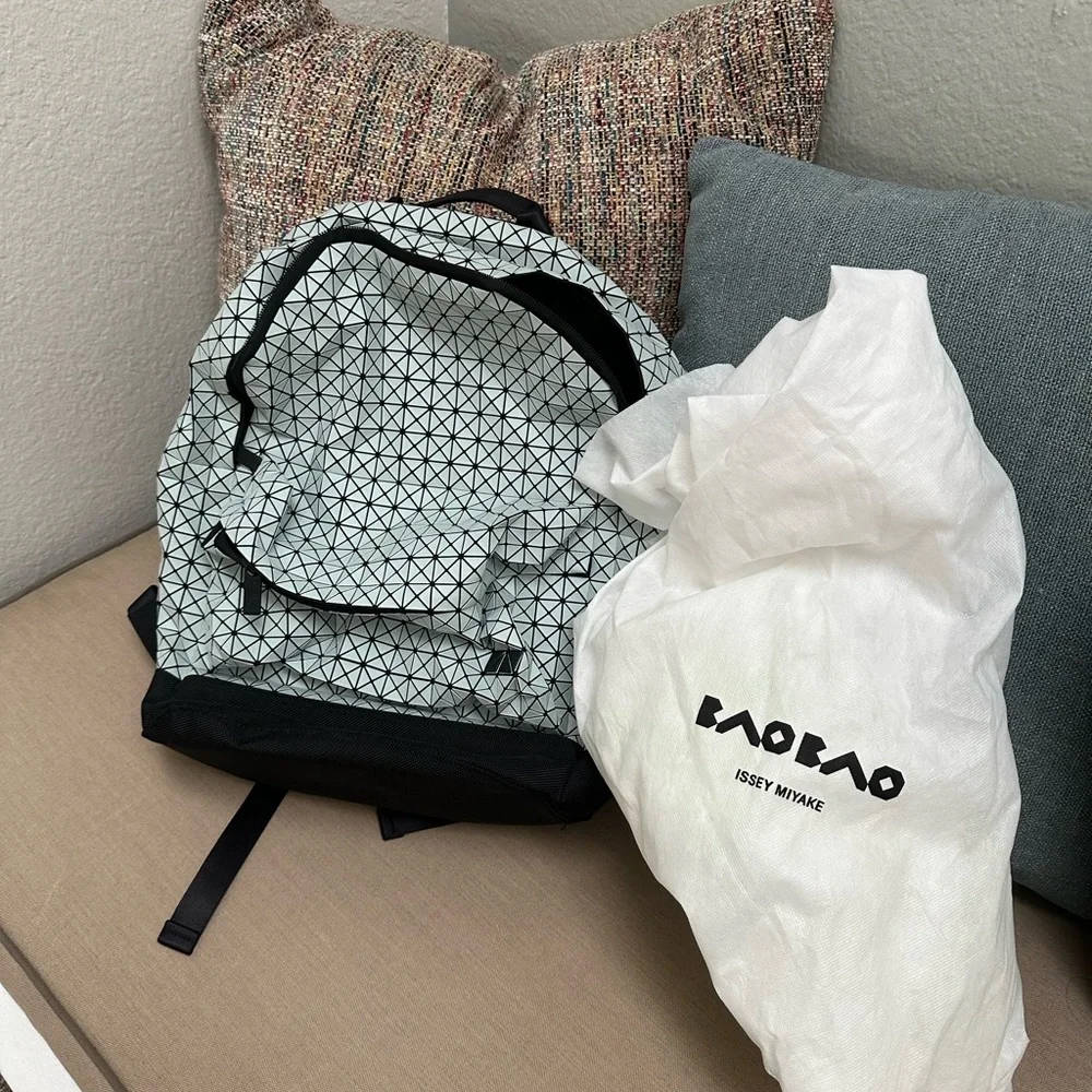 Geometric Patterned Black and White Backpack - Picture 12 of 15
